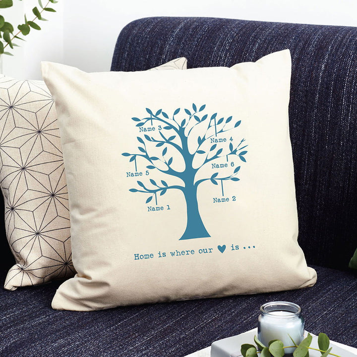 Personalised Family Tree Cushion Cover available to buy at www.giftsfinder.co.uk