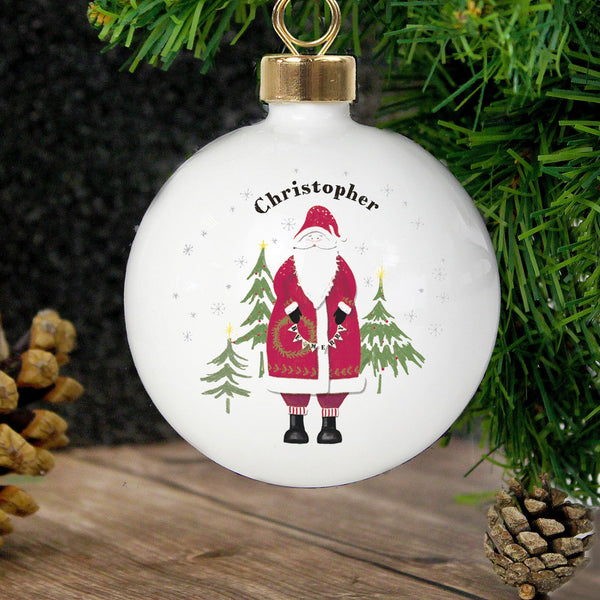 Personalised Father Christmas Bauble available to buy at www.giftsfinder.co.uk