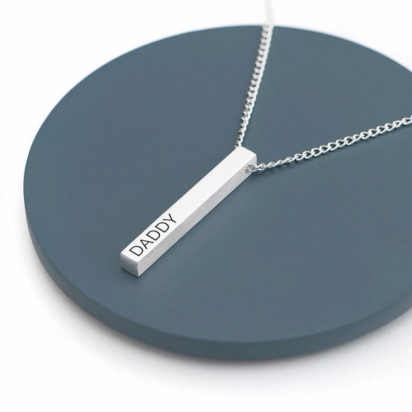 Personalised Father's Day Men's Silver Solid Bar Necklace available to buy at www.giftsfinder.co.uk