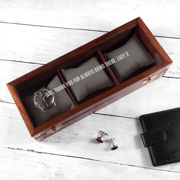 Personalised Father's Wooden Watch Box available to buy at www.giftsfinder.co.uk