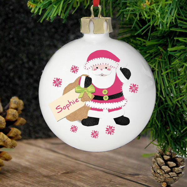 Personalised Felt Stitch Santa Bauble available to buy at www.giftsfinder.co.uk