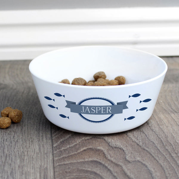 Personalised Fish Plastic Cat Bowl available to buy at www.giftsfinder.co.uk