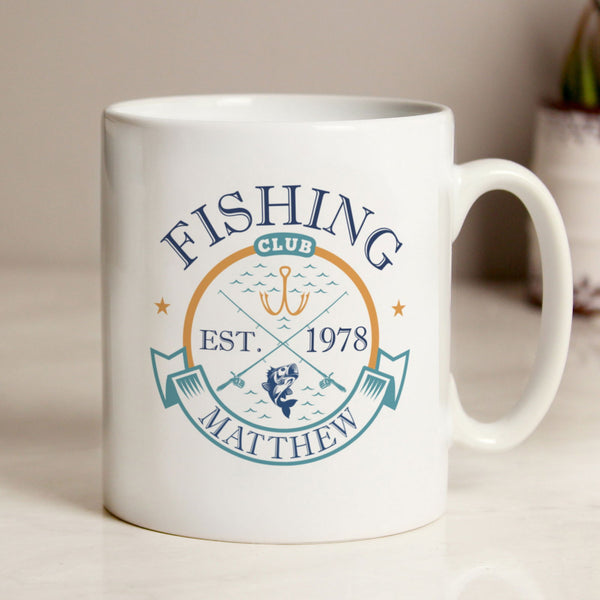 Personalised Fishing Club Mug available to buy at www.giftsfinder.co.uk