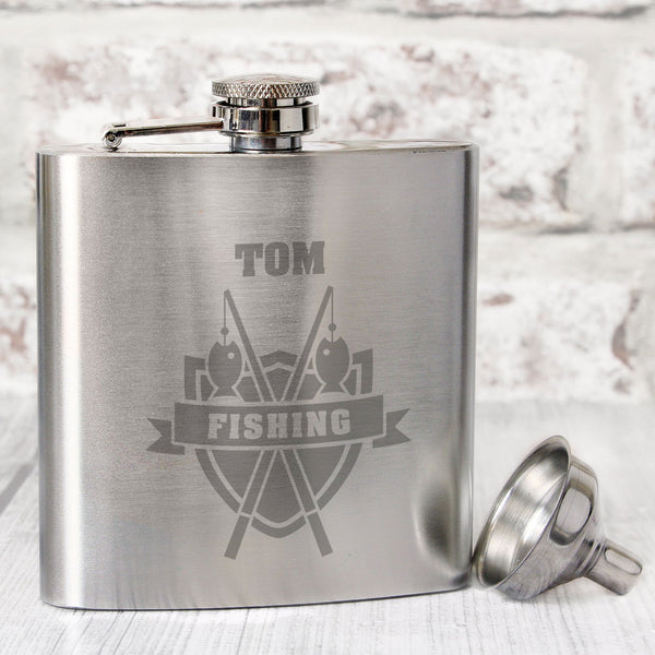 Personalised Fishing Hip Flask available to buy at www.giftsfinder.co.uk