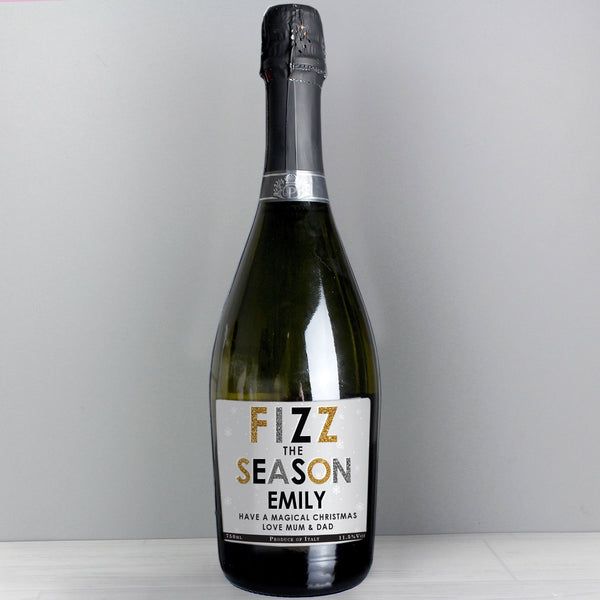 Personalised Fizz The Season Bottle of Prosecco available to buy at www.giftsfinder.co.uk