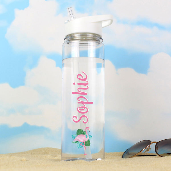 Personalised Flamingo Island Water Bottle available to buy at www.giftsfinder.co.uk