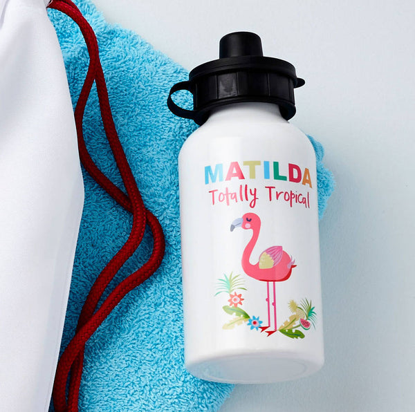 Personalised Flamingo Water Bottle available to buy at www.giftsfinder.co.uk