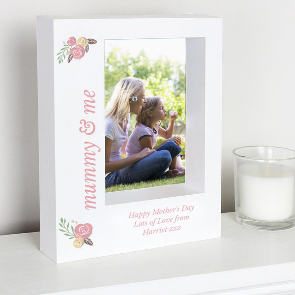 Personalised Floral 5x7 Box Photo Frame available to buy at www.giftsfinder.co.uk