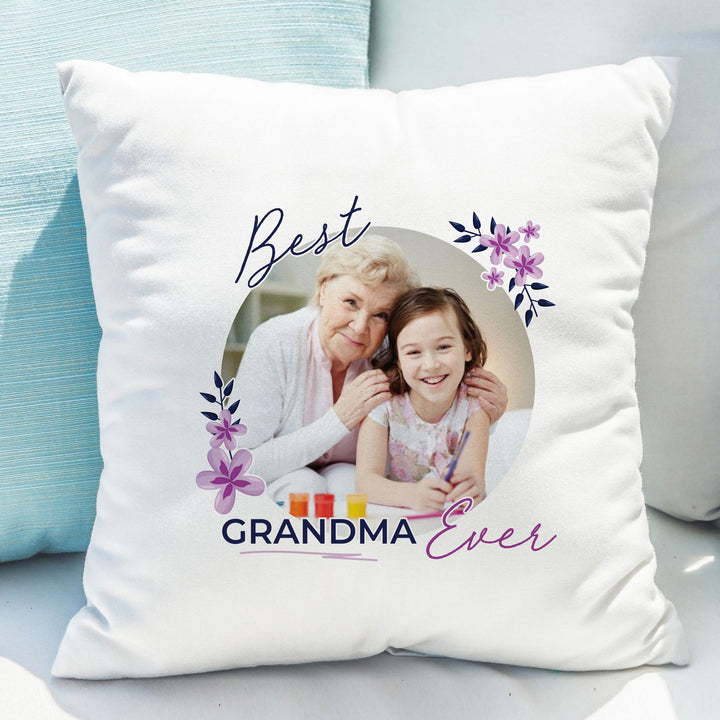 Personalised Floral Best Ever Photo Upload Cushion available to buy at www.giftsfinder.co.uk