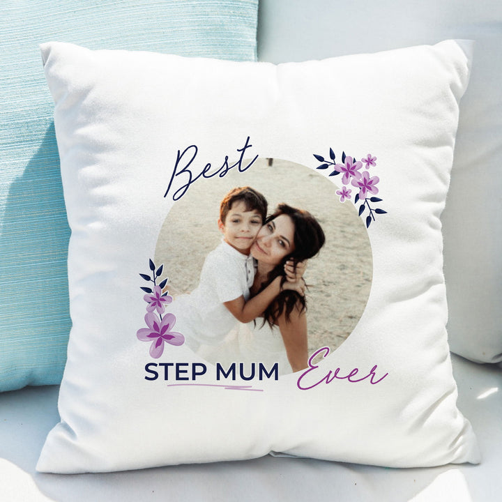 Personalised Floral Best Ever Photo Upload Cushion available to buy at www.giftsfinder.co.uk