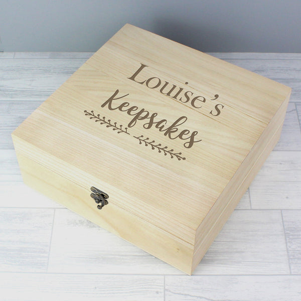 Personalised Floral Large Wooden Keepsake Box available to buy at www.giftsfinder.co.uk