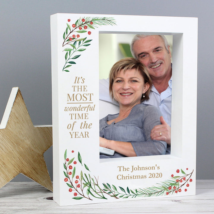 Buy Personalised 'Wonderful Time of The Year Christmas' 5x7 Box Photo Frame available now at www.giftsfinder.co.uk