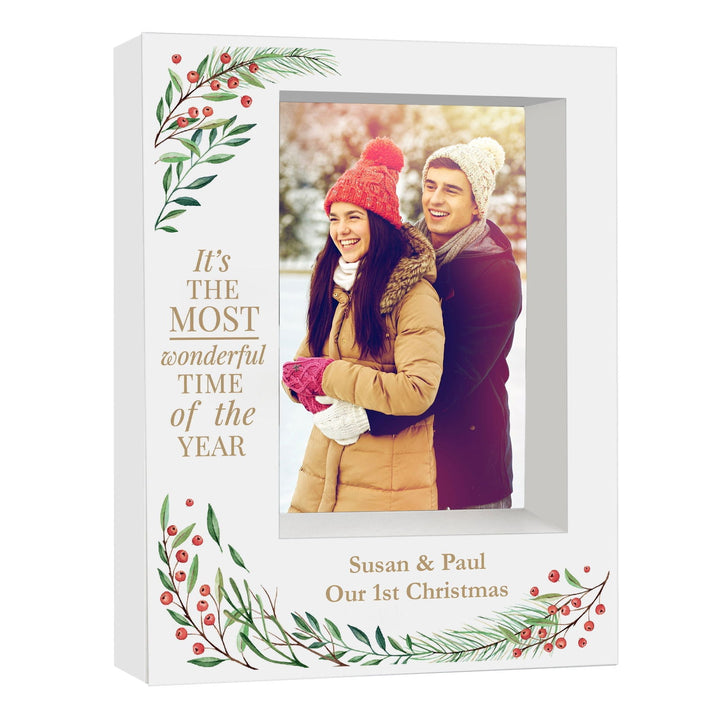 Buy Personalised 'Wonderful Time of The Year Christmas' 5x7 Box Photo Frame available now at www.giftsfinder.co.uk