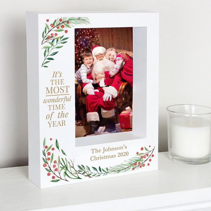 Buy Personalised 'Wonderful Time of The Year Christmas' 5x7 Box Photo Frame available now at www.giftsfinder.co.uk