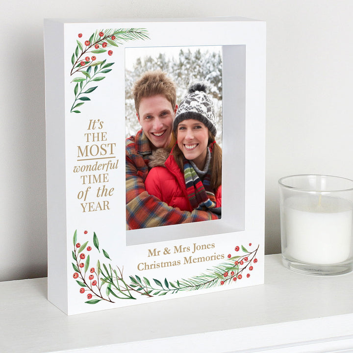 Buy Personalised 'Wonderful Time of The Year Christmas' 5x7 Box Photo Frame available now at www.giftsfinder.co.uk