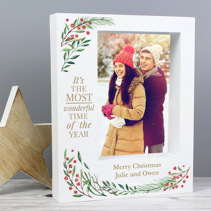 Buy Personalised 'Wonderful Time of The Year Christmas' 5x7 Box Photo Frame available now at www.giftsfinder.co.uk