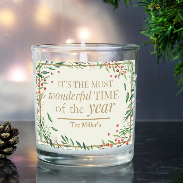 Buy Personalised 'Wonderful Time of The Year' Christmas Scented Jar Candle available now at www.giftsfinder.co.uk