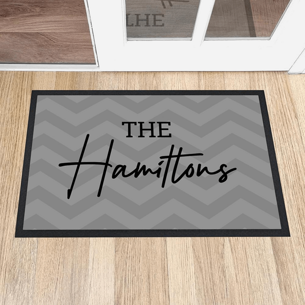 Personalised Family Name Grey Doormat