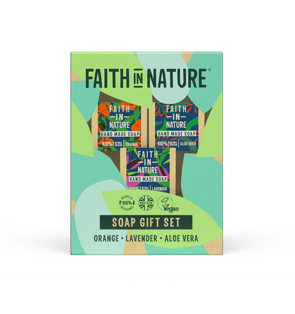 Faith in Nature Soap Gift Set - Orange, Lavender and Aloe Vera, 100g