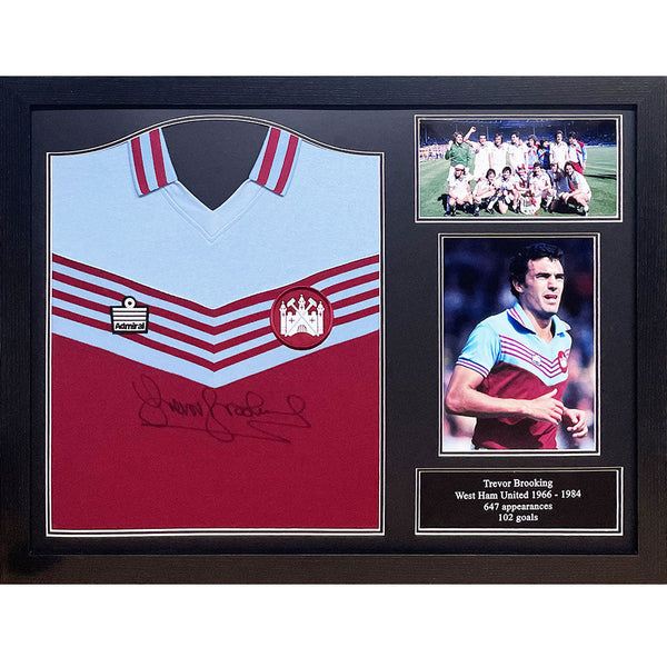 West Ham United FC 1980 Brooking Signed Shirt (Framed) - part of the Player Signed Football Shirts collection