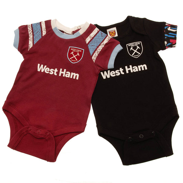 West Ham United FC 2 Pack Bodysuit 3-6 Mths St