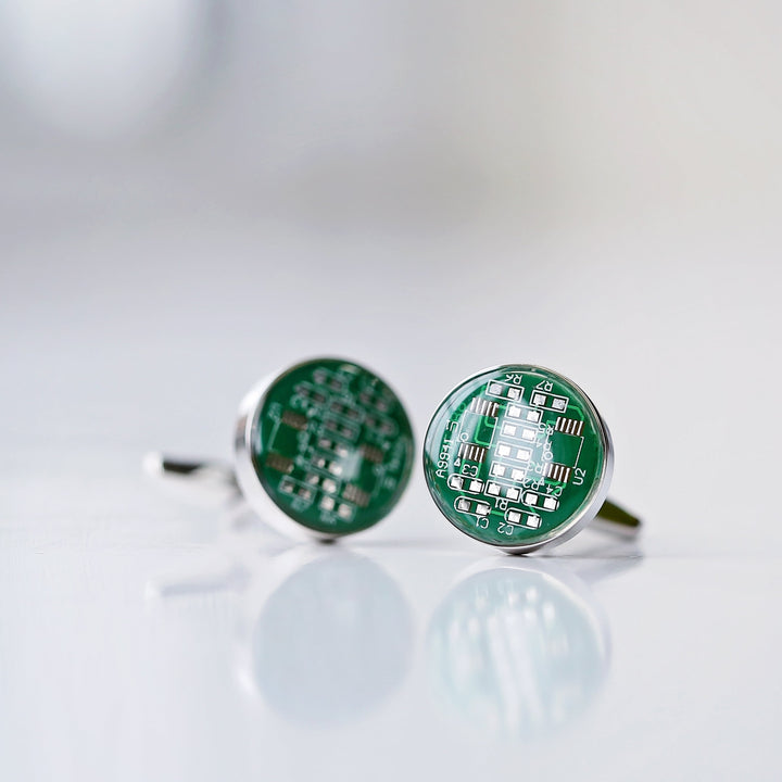 Real Circuit board Cufflinks + Engraved Box - Wear We Met