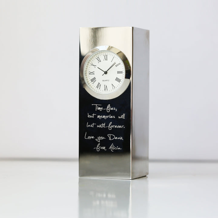 Vintage Standing Clock Handwriting Engraving - Wear We Met