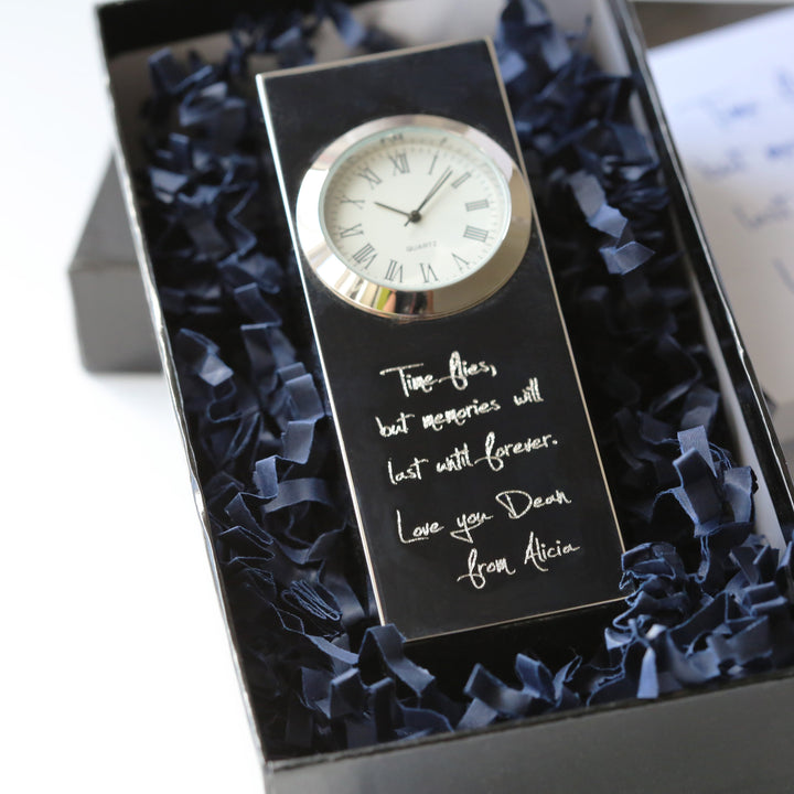 Vintage Standing Clock Handwriting Engraving - Wear We Met