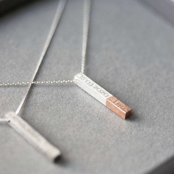 His & Hers Engraved Brushed Necklaces - Wear We Met