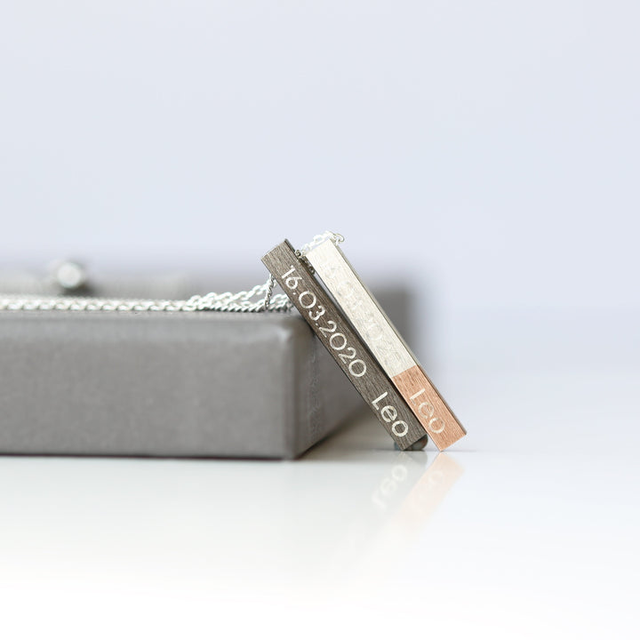 His & Hers Engraved Brushed Necklaces - Wear We Met