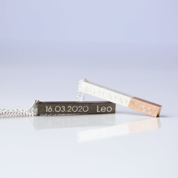 His & Hers Engraved Brushed Necklaces - Wear We Met