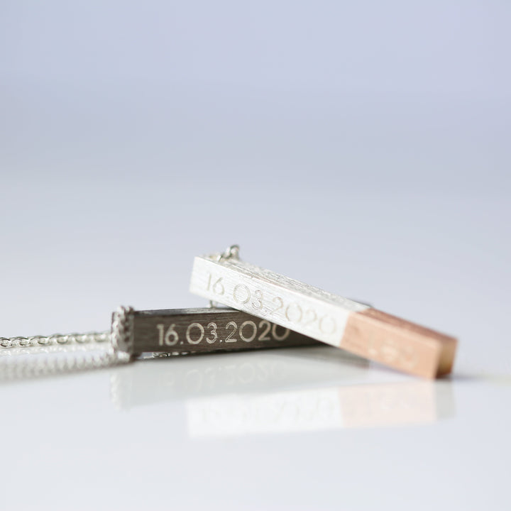 His & Hers Engraved Brushed Necklaces - Wear We Met