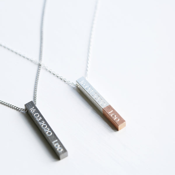 His & Hers Engraved Brushed Necklaces - part of the Personalised Necklaces collection