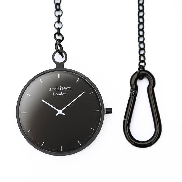 Modern Pocket Watch Black Modern Font Engraving 