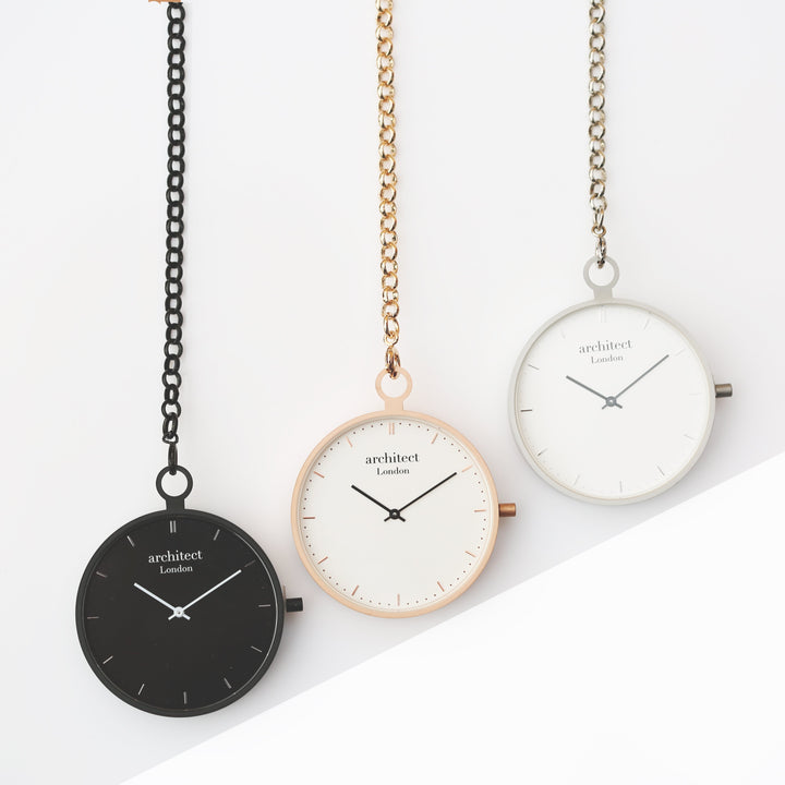 Modern Pocket Watch Black - Modern Font Engraving - Wear We Met