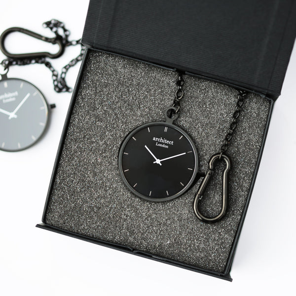 Modern Pocket Watch Black Handwriting Engraving 