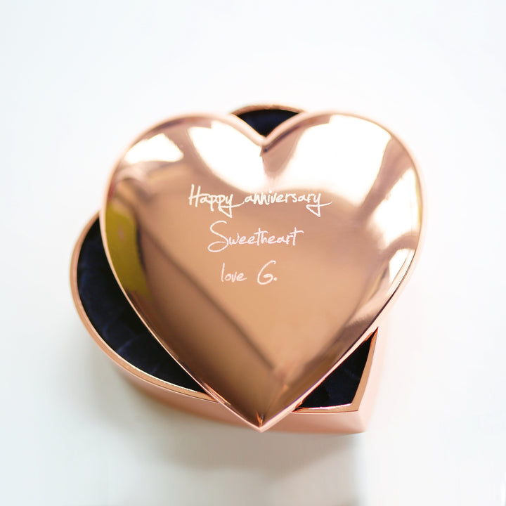 Rose Gold Heart Keepsake With Own Handwriting 