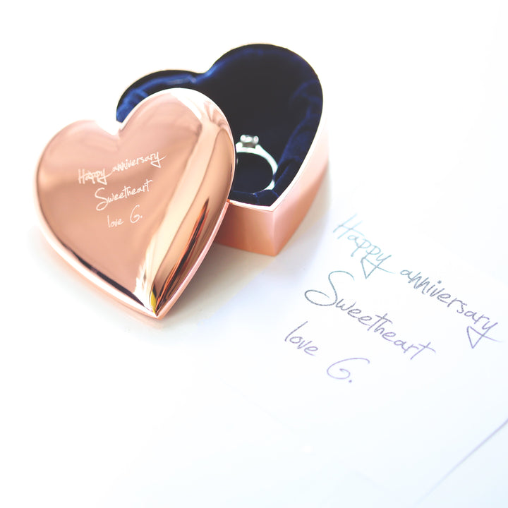 Rose Gold Heart Keepsake With Own Handwriting - Wear We Met