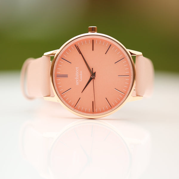 Ladies Archiect Coral - Handwriting Engraving, Light Pink Strap - part of the Personalised Watches collection