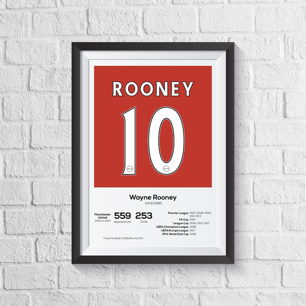 Wayne Rooney Manchester United Legend Stats Print - part of the Football Memorabilia & Accessories collection