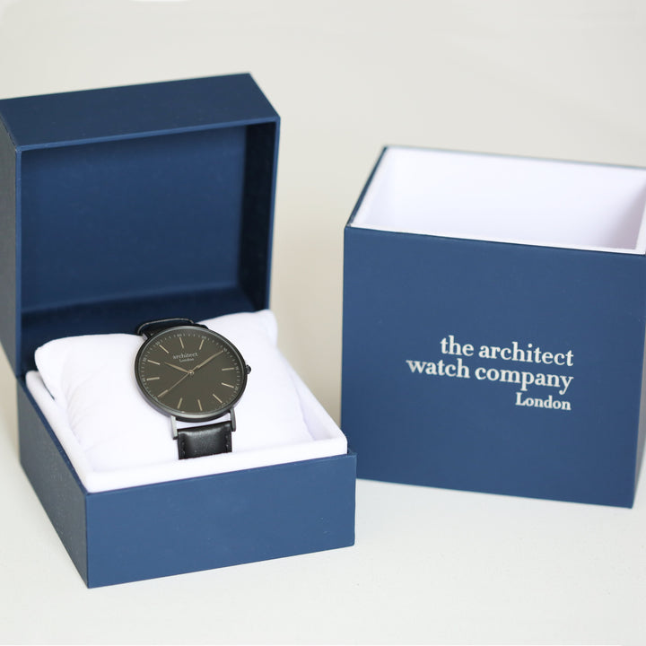 Handwriting Engraving - Men's Minimalist Watch + Jet Black Strap - Wear We Met