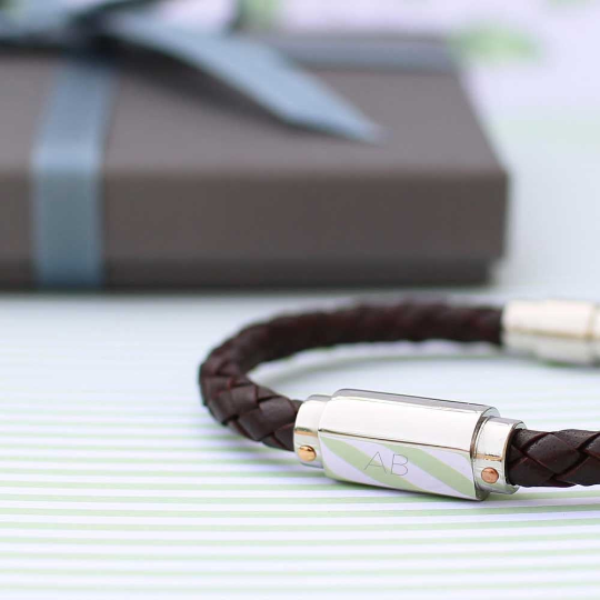 Personalised Twisted Leather Bracelet - 