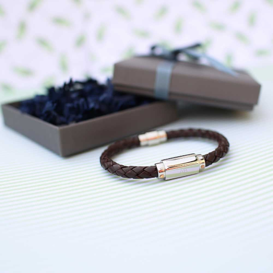 Personalised Twisted Leather Bracelet - 