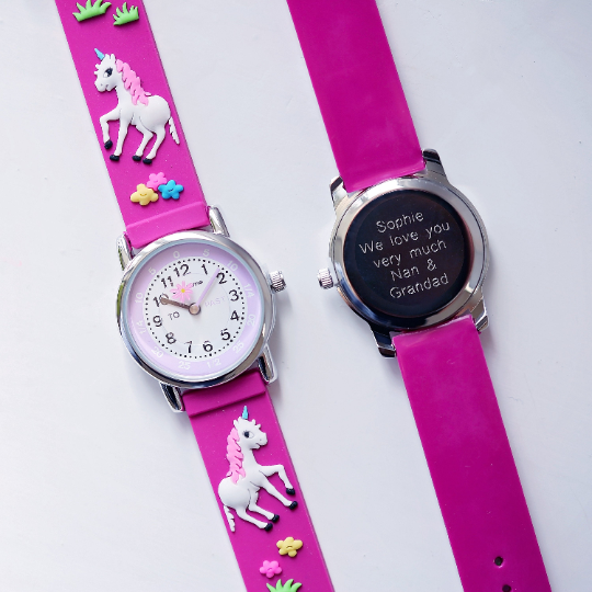 Engraved Kids 3D Unicorn Watch - Pink - Wear We Met