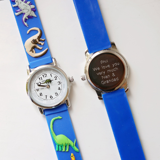 Engraved Kids 3D Dinosaur Watch - Blue - Wear We Met