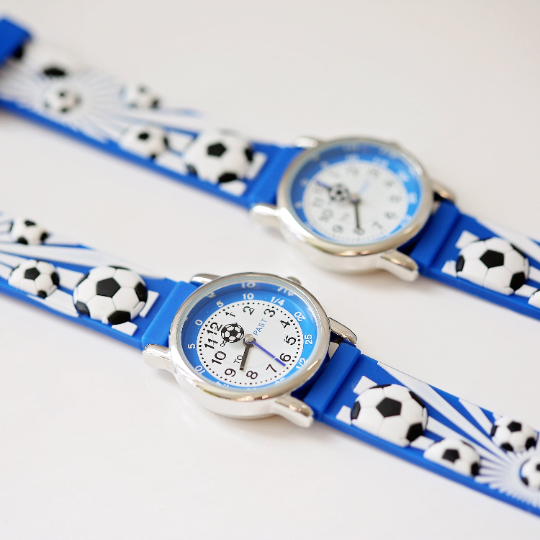 Engraved Kids 3D Football Watch - Blue - Wear We Met