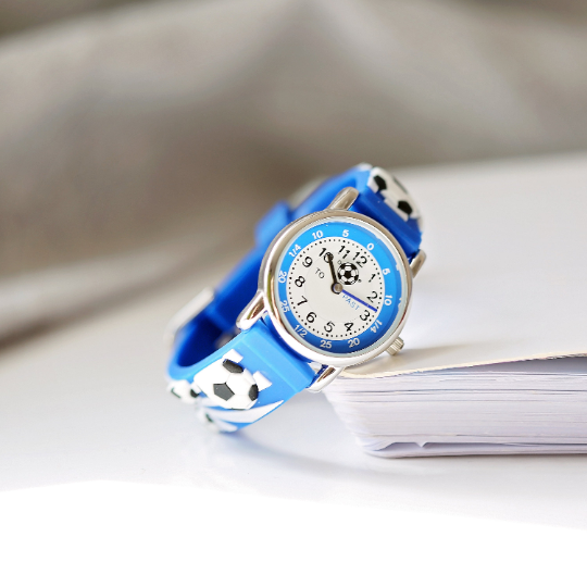 Engraved Kids 3D Football Watch - Blue - Wear We Met