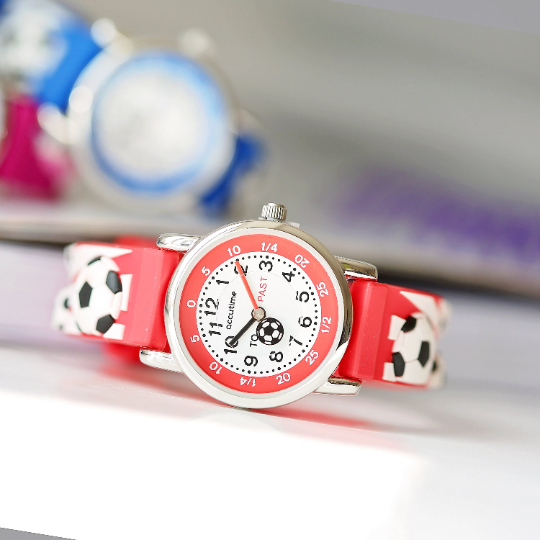 Engraved Kids 3D Football Watch - Red - 