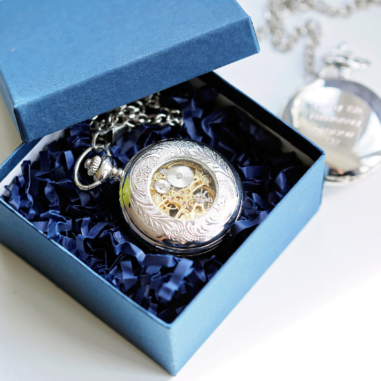 Personalised Roman Skeleton Pocket Watch - Wear We Met