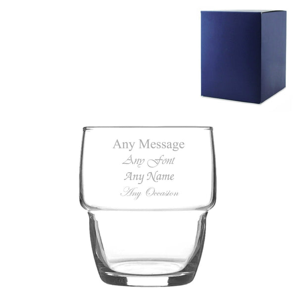 Buy Engraved 285ml Stacking Tumbler Glass with Gift Box from www.giftsfinder.co.uk